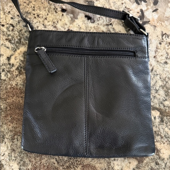 MARGOT Black Pebble Soft Leather Crossbody Bag Purse - Picture 4 of 4